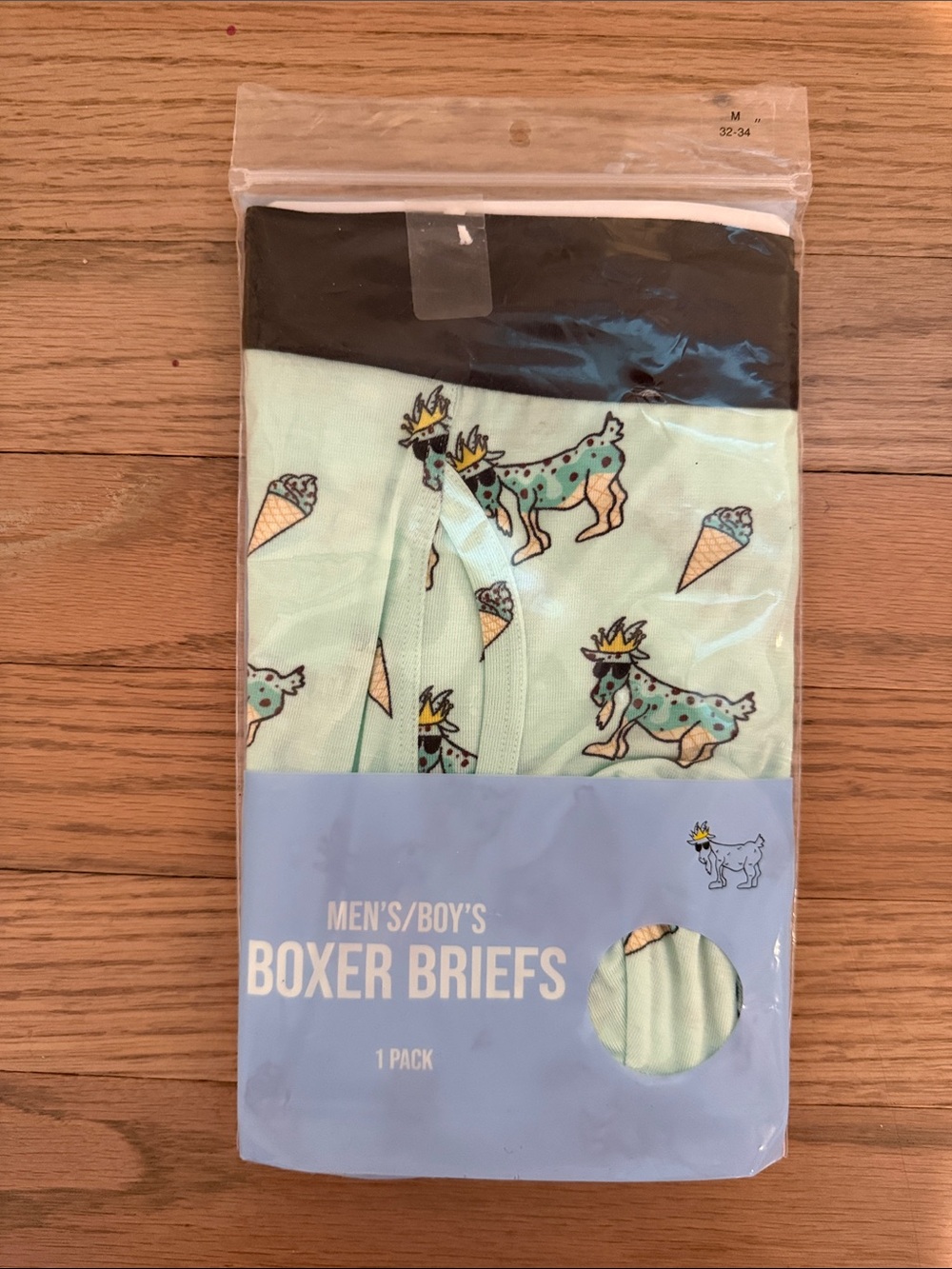 GOAT Men’s Boxer Briefs in Mint with GOAT Ice Cream Print